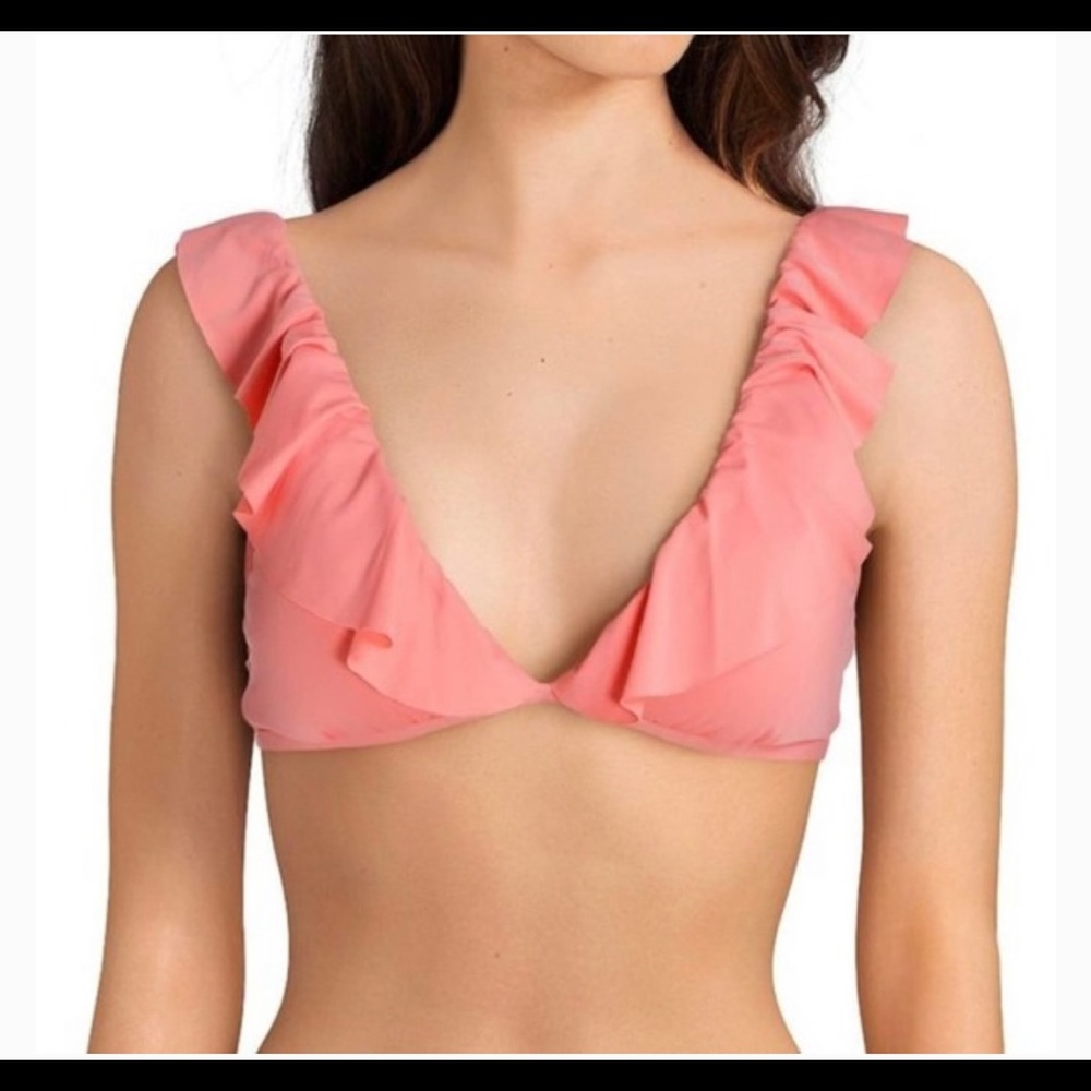 NWT Cremieux Solid Ruffle Bralette Swimsuit Top